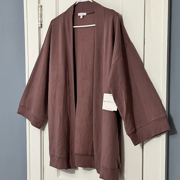 Beyond Yoga open cardigan in mauve NWT size medium wide sleeve cozy comfort - Picture 2 of 12